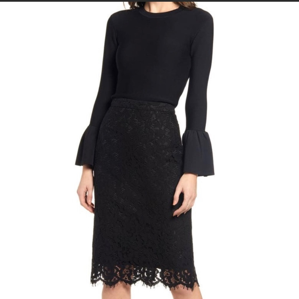 Rachel Parcell Black Lace Skirt